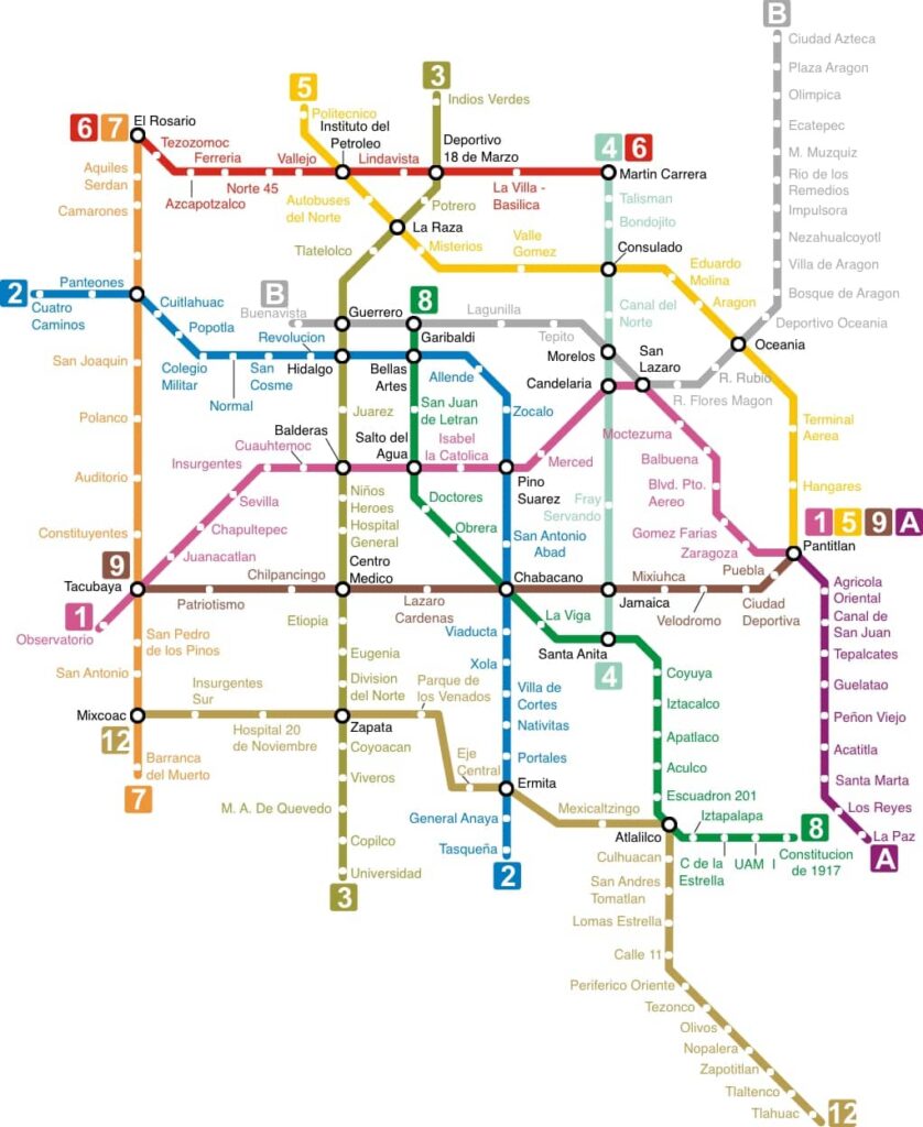 Mapa del Metro de la Ciudad de México (CDMX)